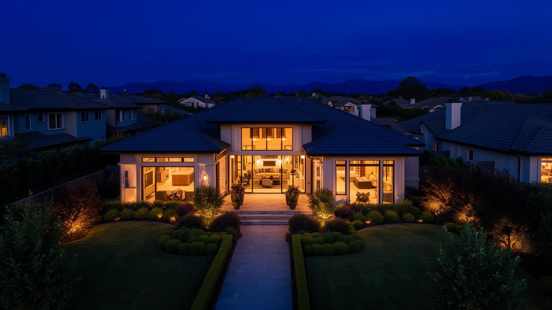 Luxury home at twilight